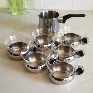 Demi-tasse set of 6 with froth pot